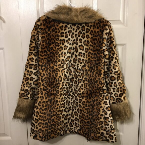 Jenniferm Cheetah Print Faux Fur Coat Size Med - Picture 4 of 6